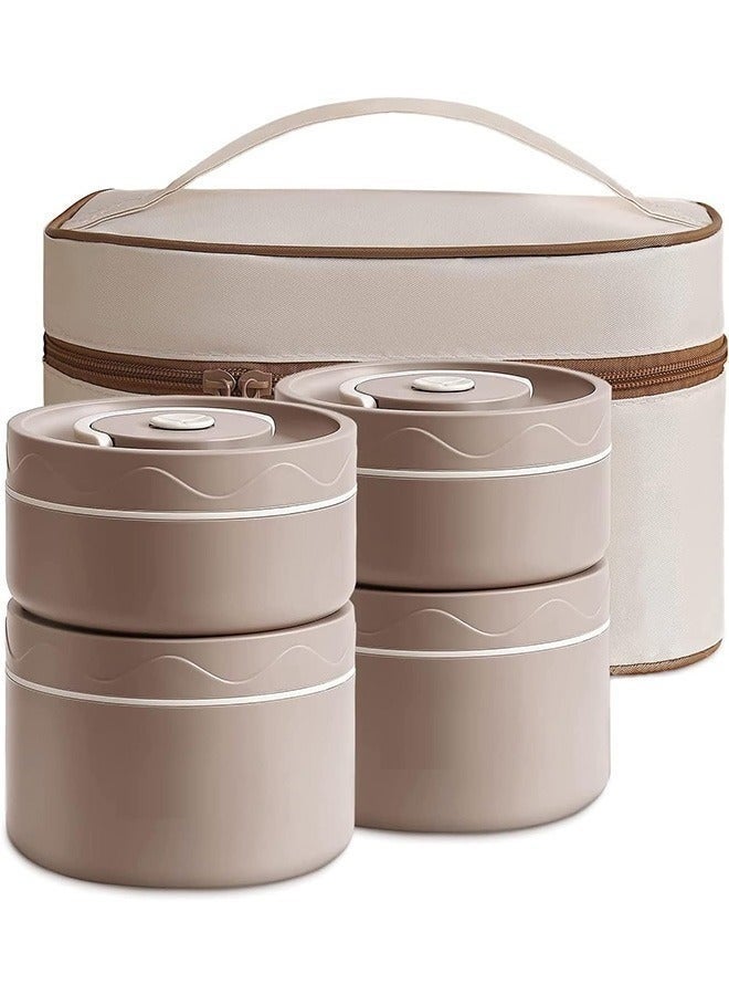 Arabest Stainless Steel Bento Box Adult Lunch Box, Portable Insulated Food Lunch Container Set with Thermal Lunch Box, 4 Separate Stackable Lunch Container for Adult Kids Men Women. - Image 1